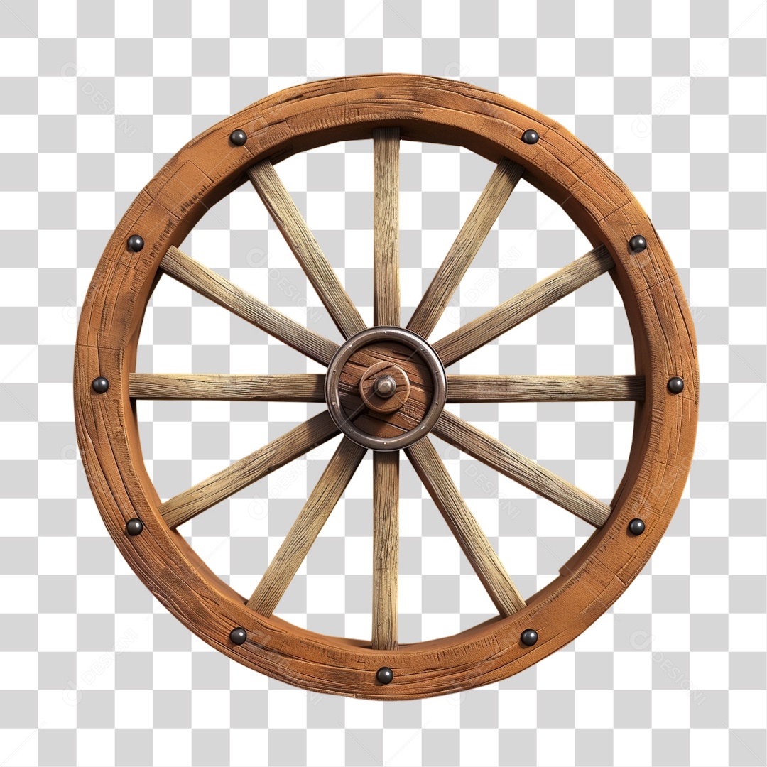 Roda de Madeira Carroça PNG Transparente