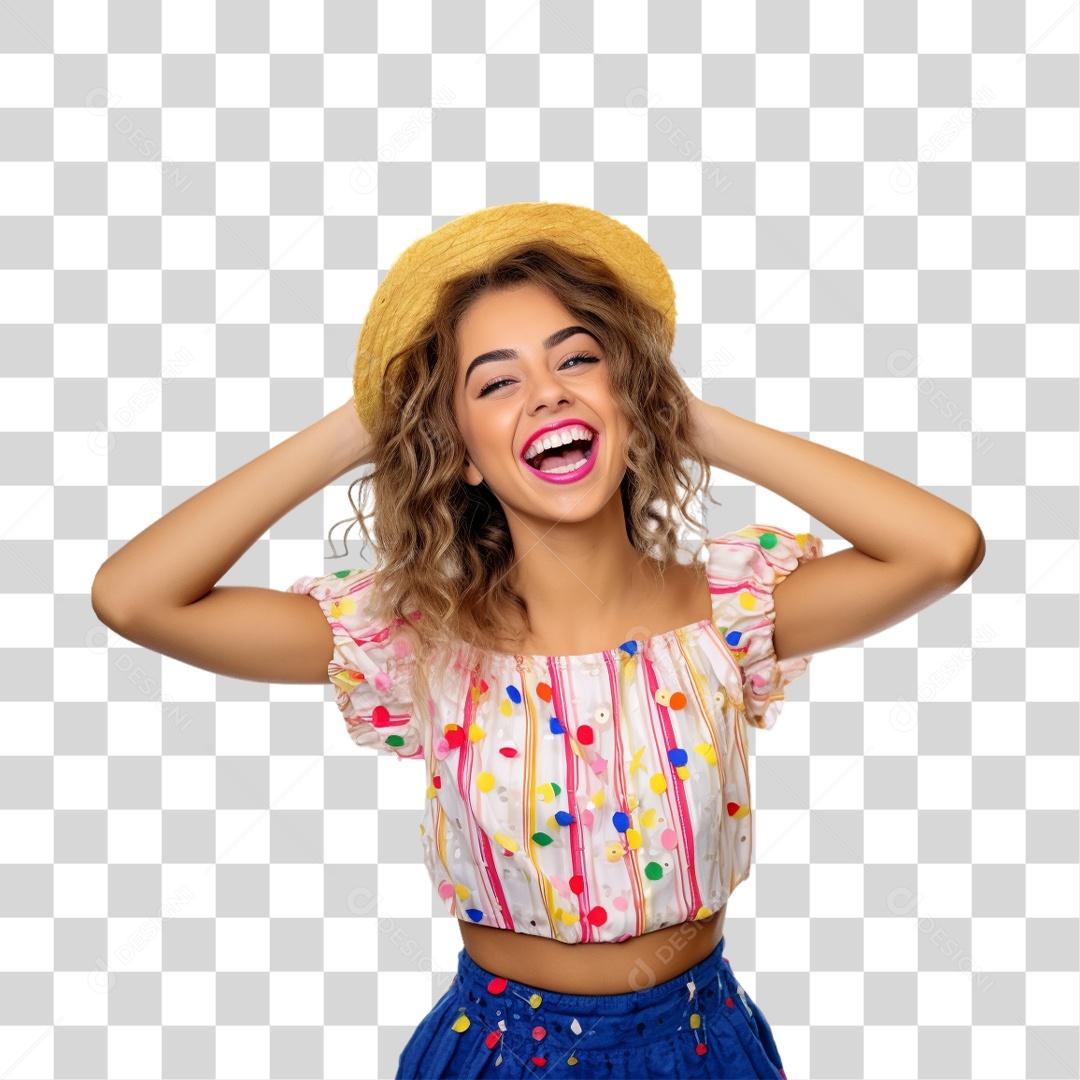 Mulher com Roupa de São João PNG Transparente