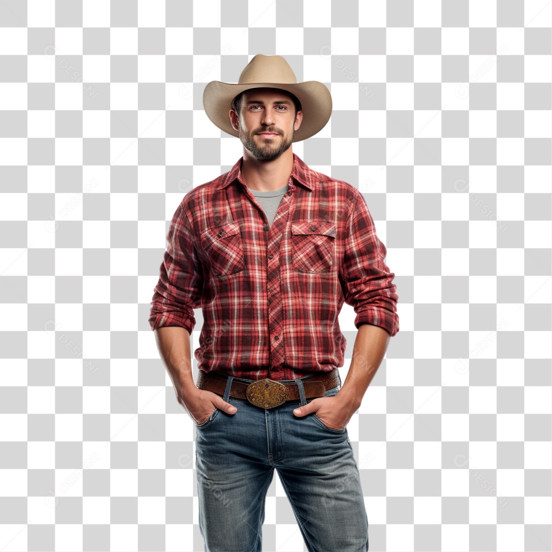 Homem com Roupa Country PNG Transparente