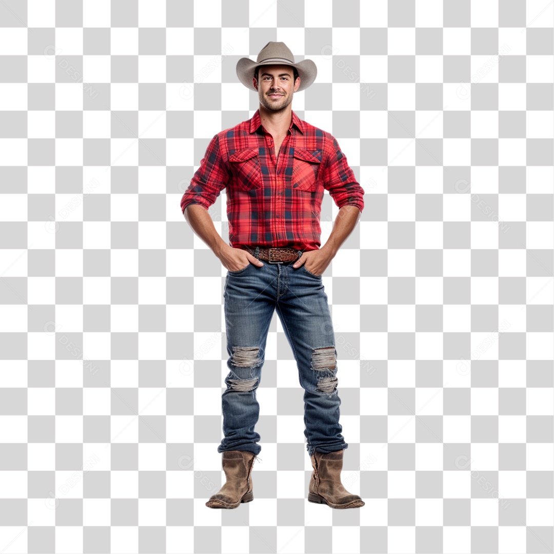 Homem com Roupa Country PNG Transparente