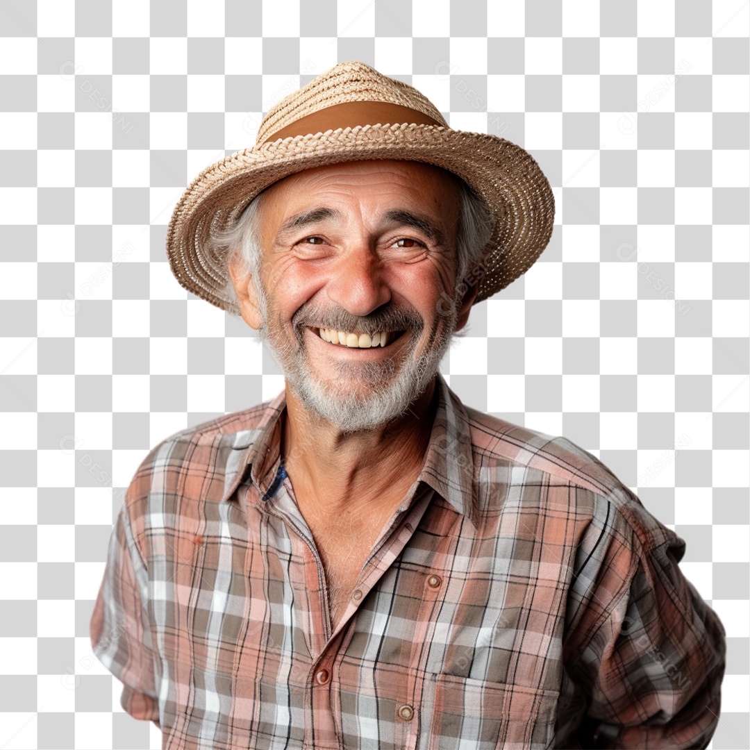 Homem com Roupa de São João Chapéu de Palha  PNG Transparente