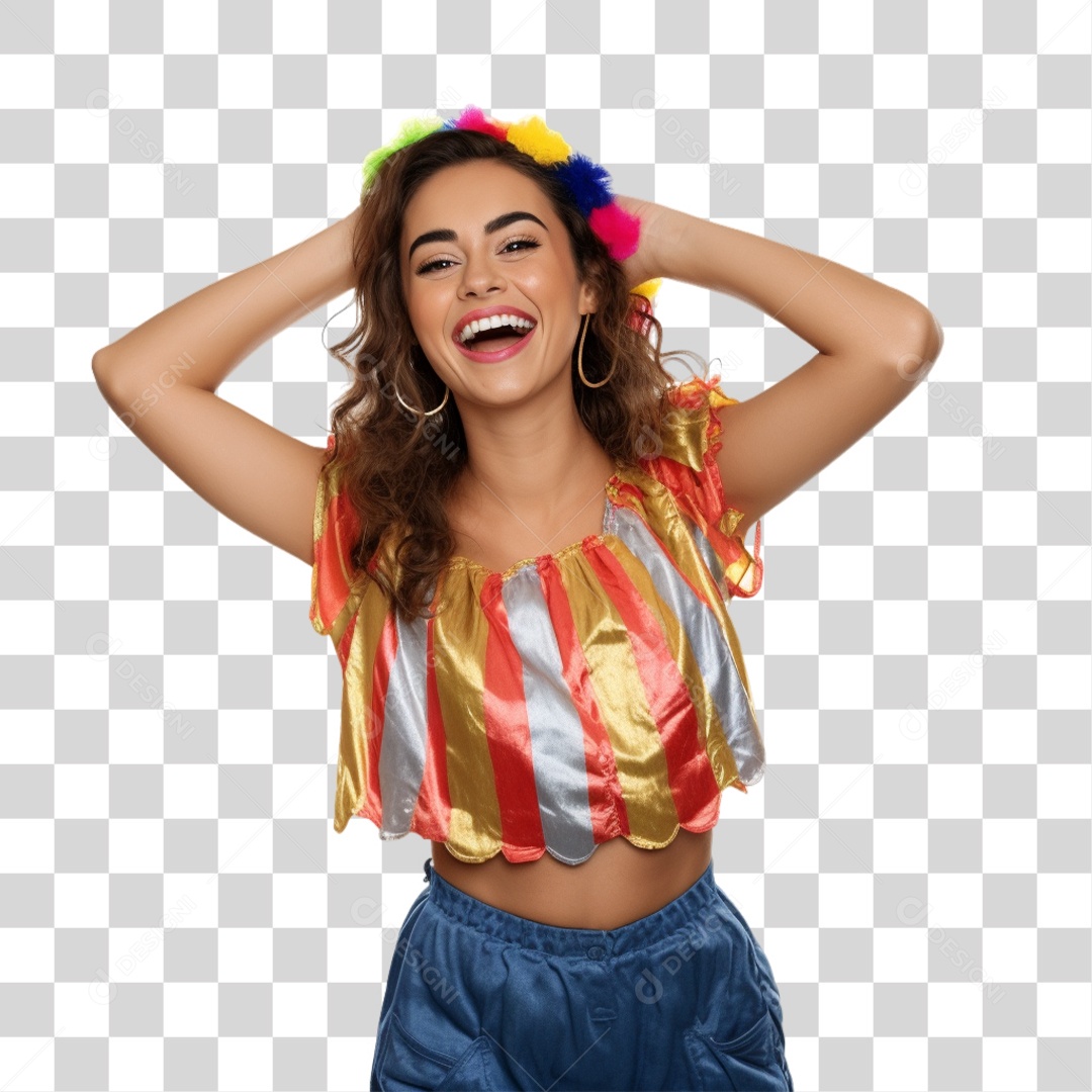 Mulher com Roupa de São João PNG Transparente