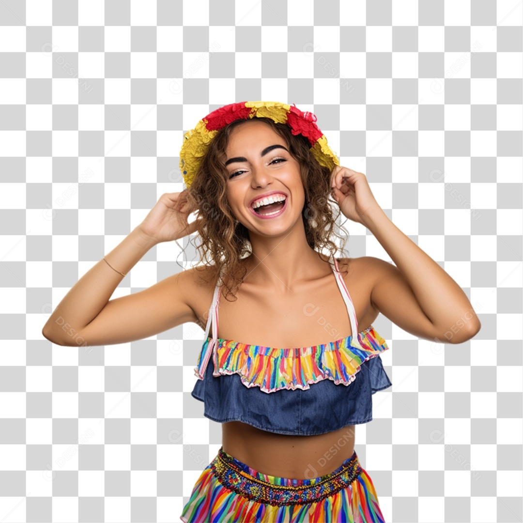 Mulher com Roupa de São João PNG Transparente
