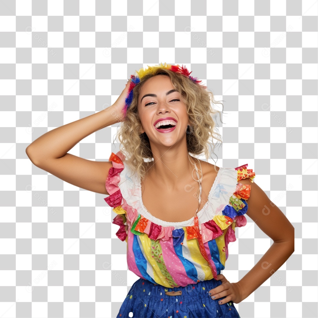 Mulher com Roupa de São João PNG Transparente