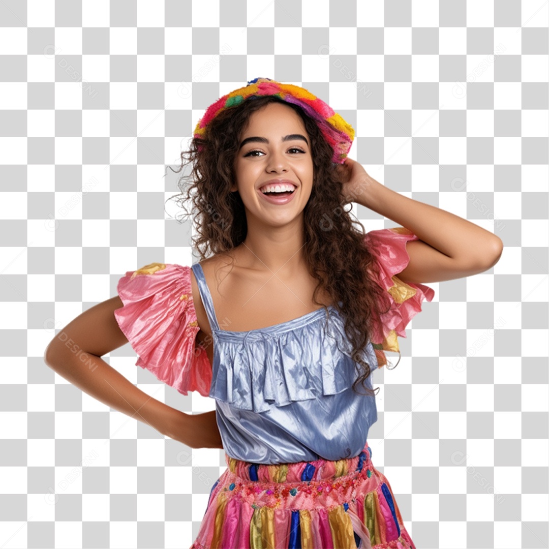 Mulher com Roupa de São João PNG Transparente