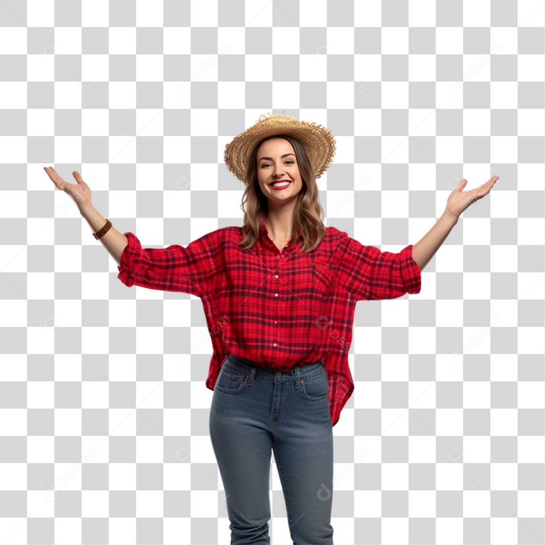 Mulher com Roupa de São João PNG Transparente