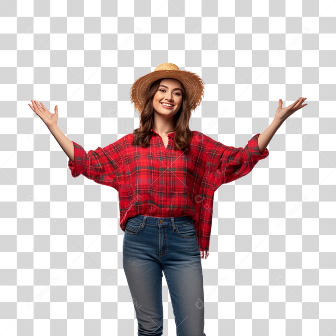 Mulher com Roupa de São João PNG Transparente