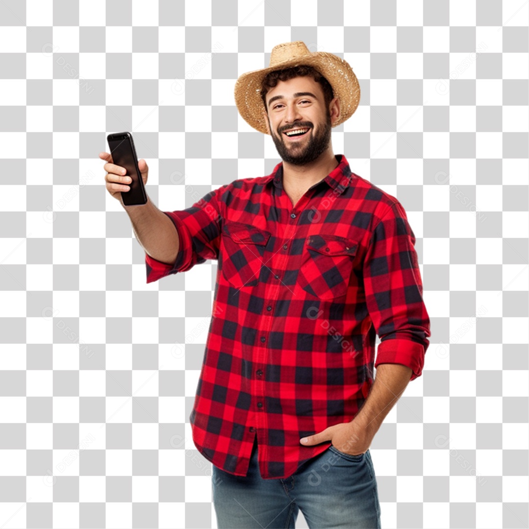 Homem com Roupa de São João PNG Transparente