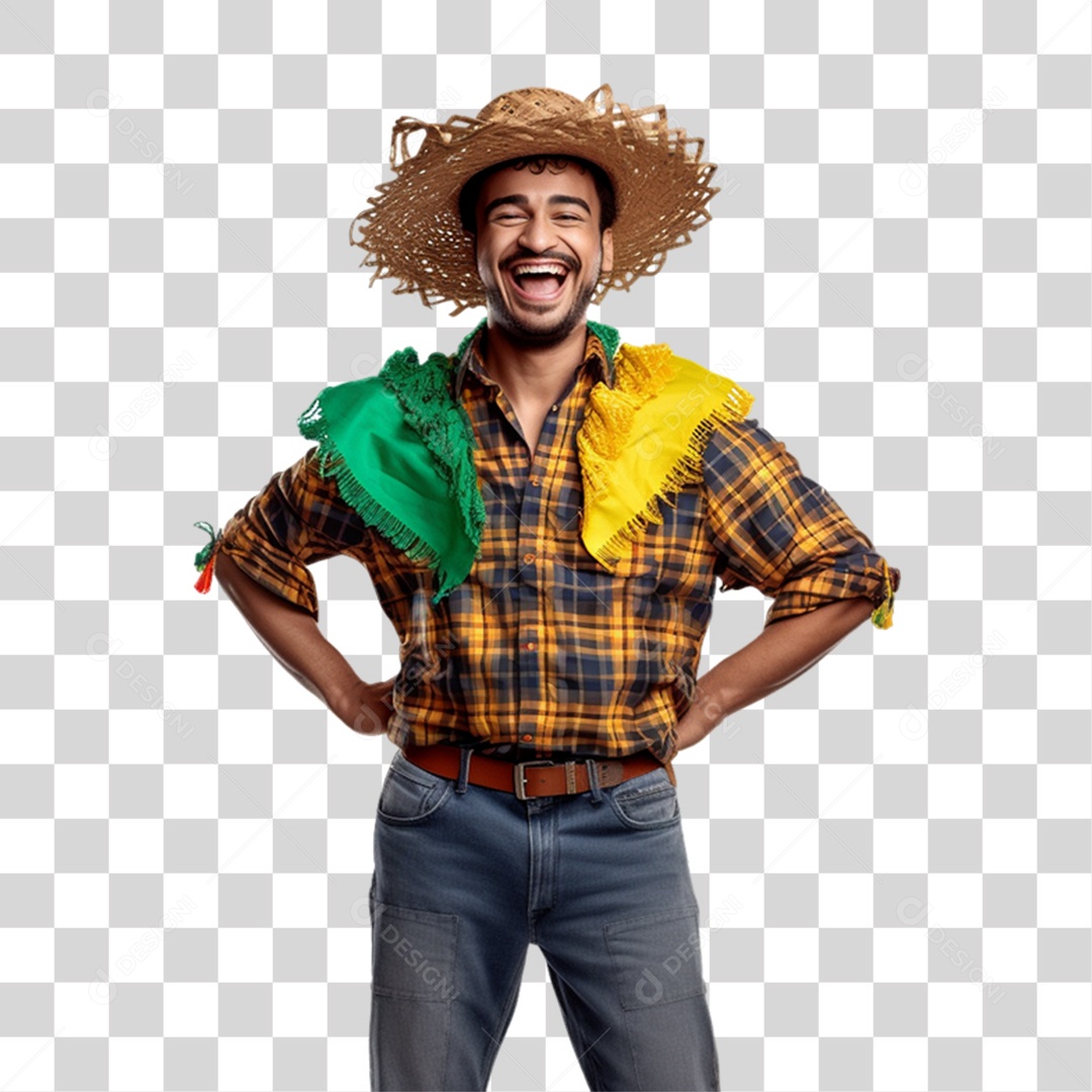 Homem com Roupa de São João PNG Transparente