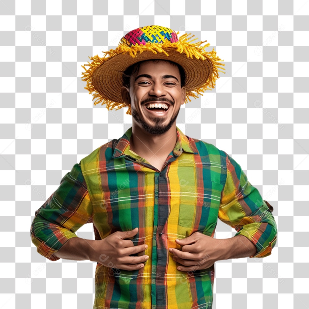 Homem com Roupa de São João PNG Transparente