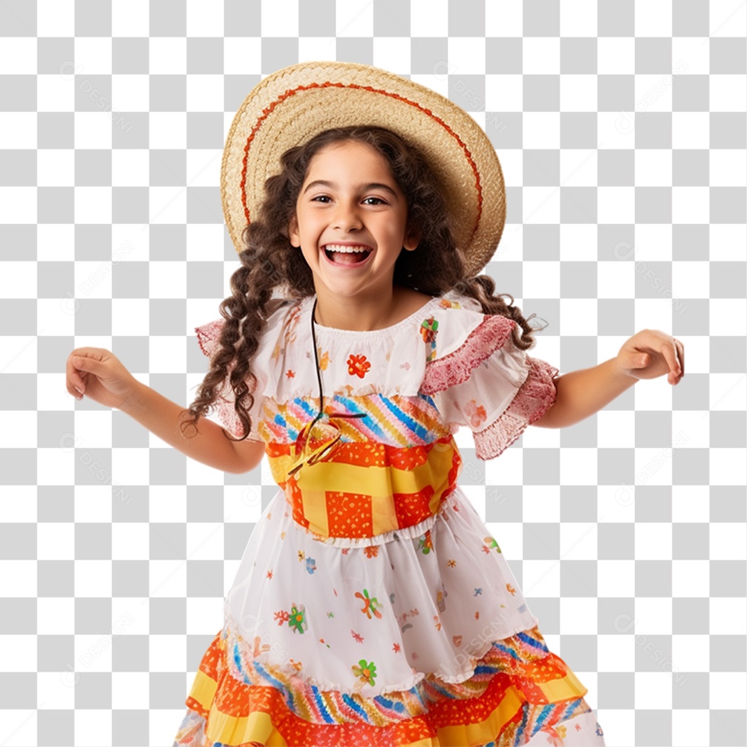 Criança com Roupa de São João PNG Transparente