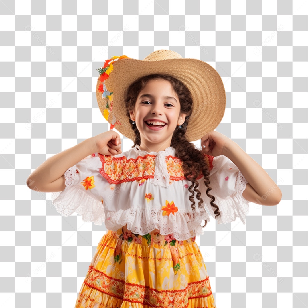 Criança com Roupa de São João PNG Transparente