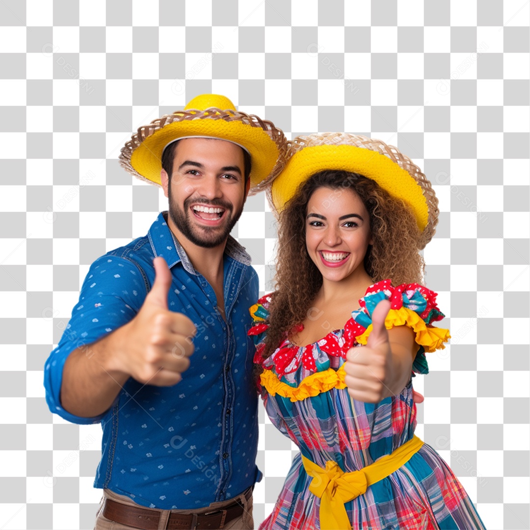 Casal com Roupa de São João PNG Transparente