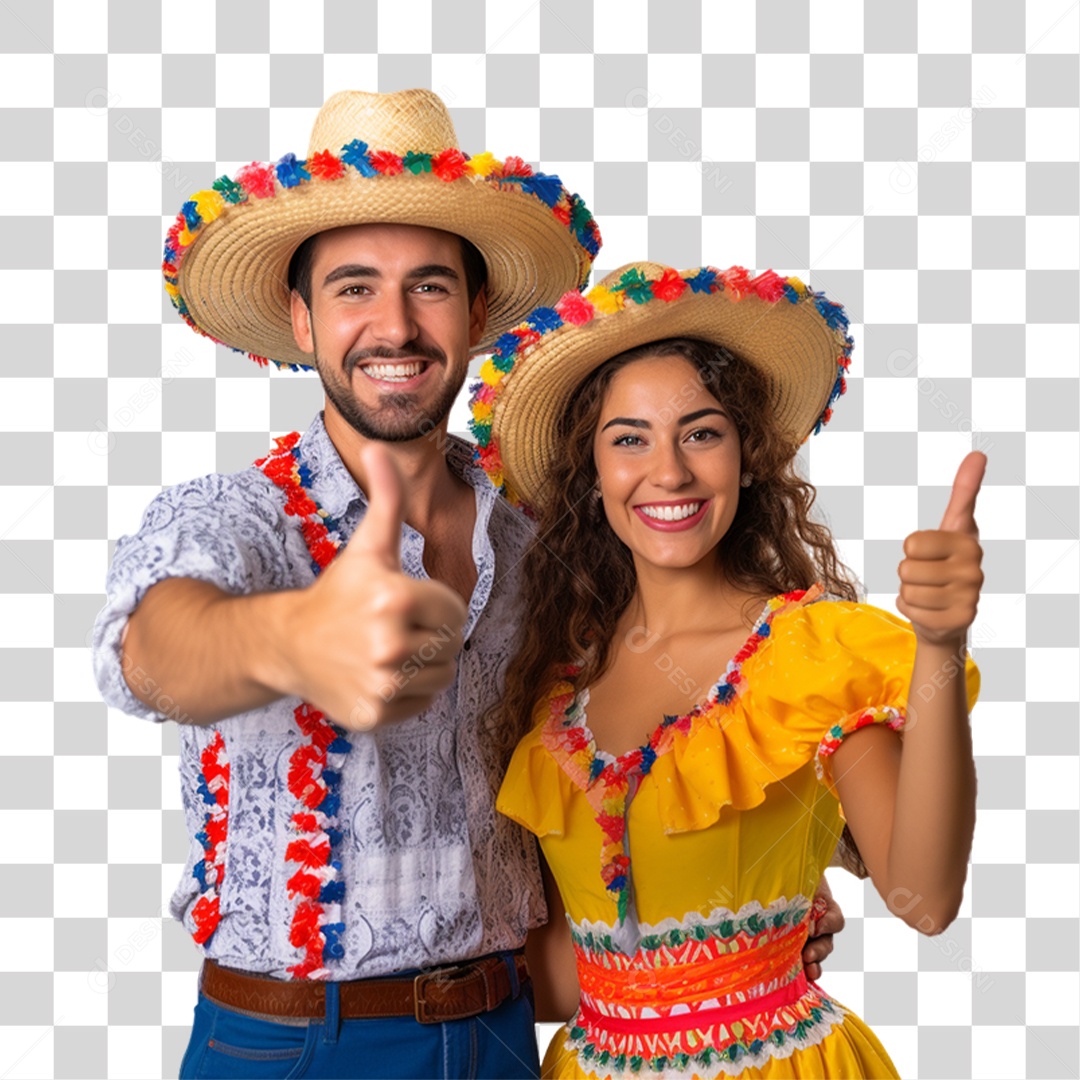 Casal com Roupa de São João PNG Transparente