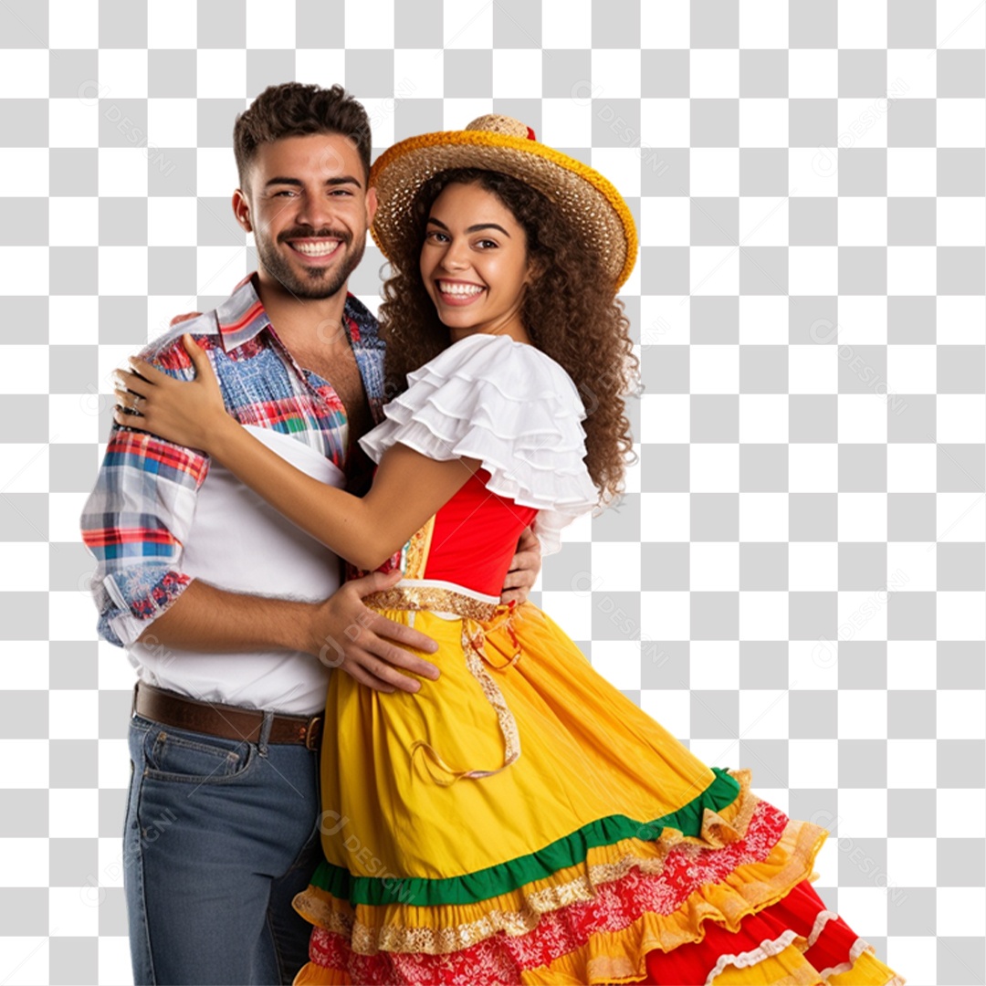 Casal com Roupa de São João PNG Transparente