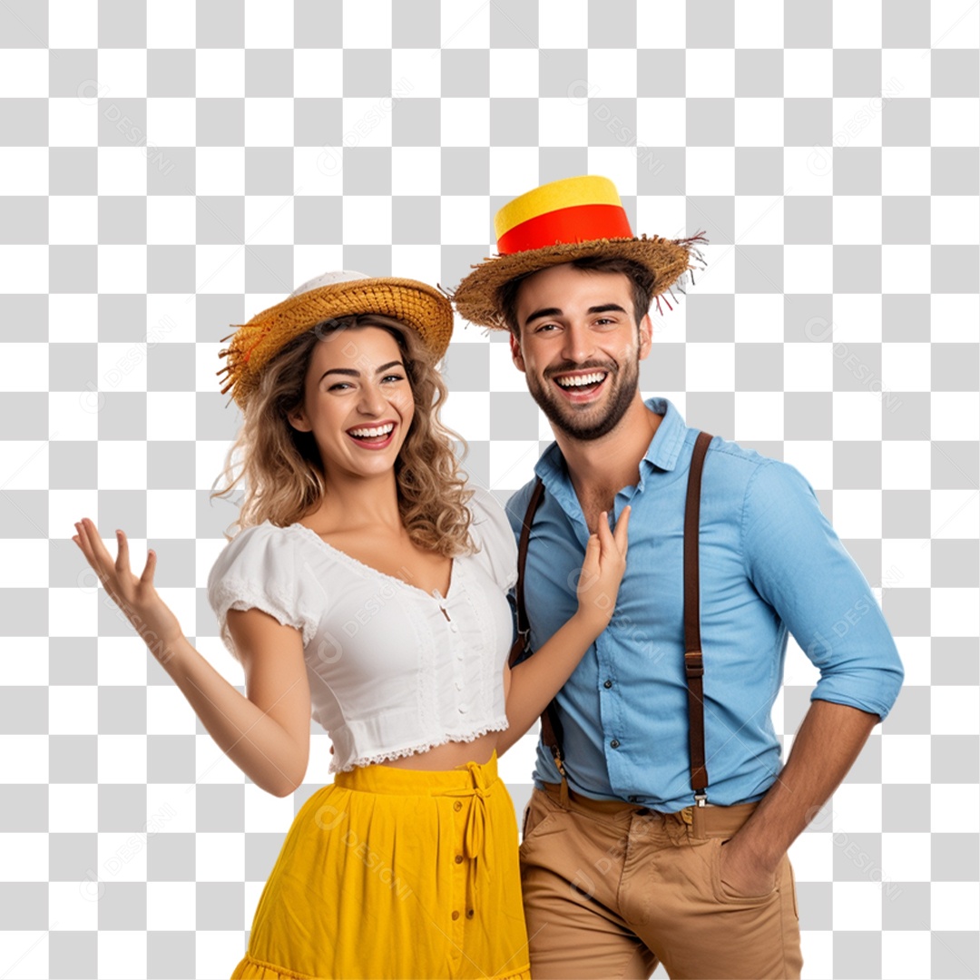 Casal com Roupa de São João PNG Transparente