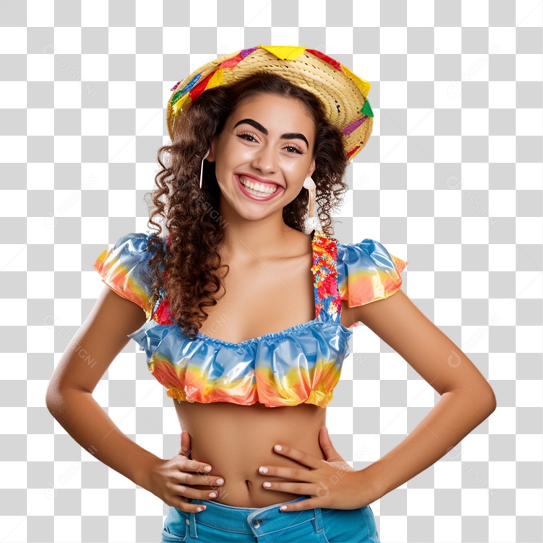 Mulher com Roupa de Festa Junina PNG Transparente