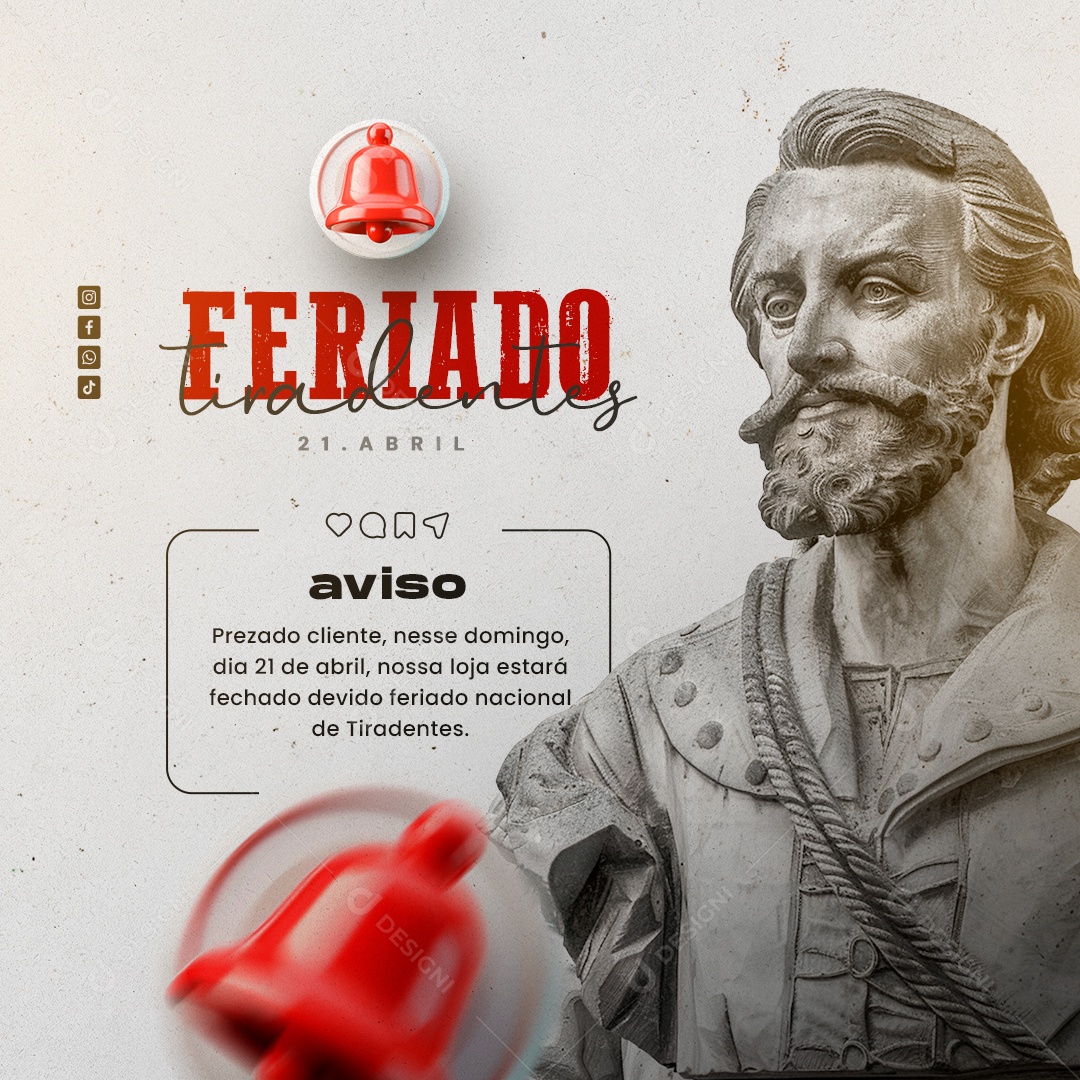 Feriado Tiradentes 21 de Abril Social Media PSD Editável