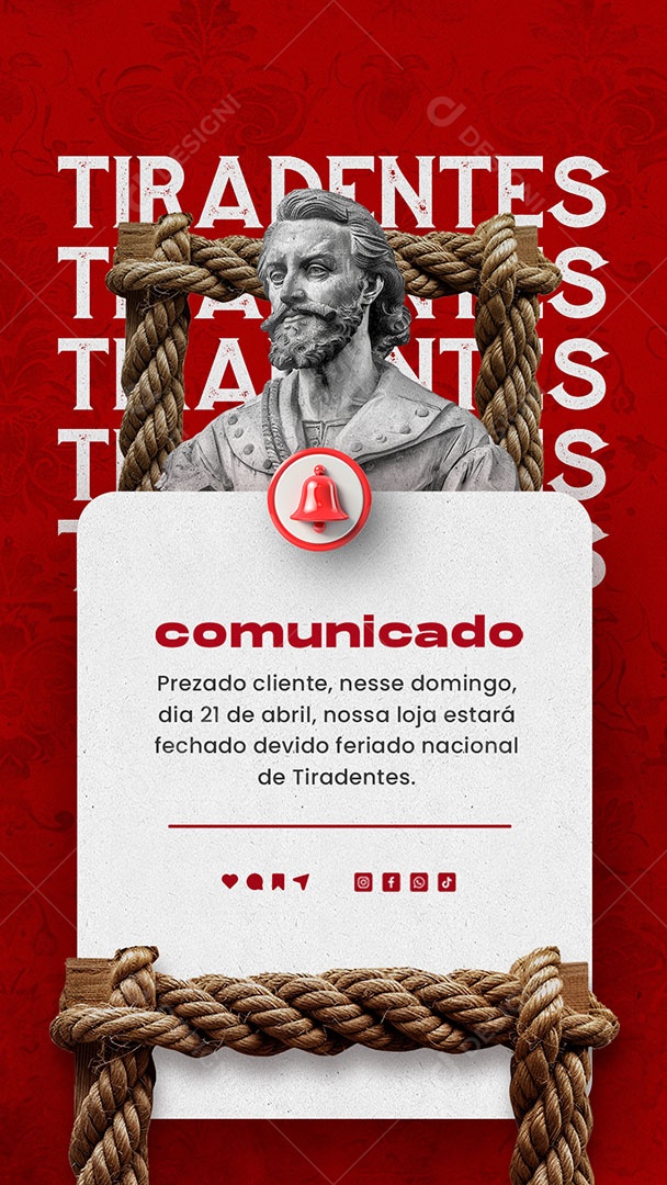 Story Tiradentes Comunicado Social Media PSD Editável