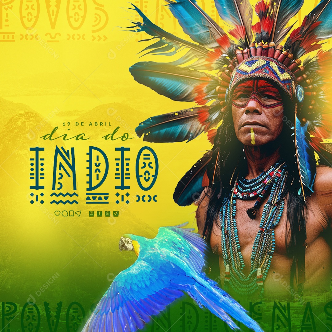 Dia do Indio 19 de Abril Social Media PSD Editável