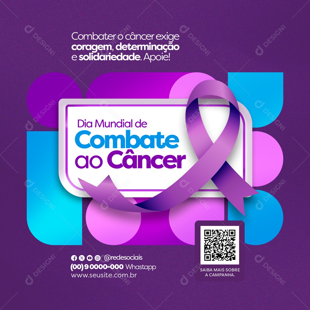 Dia Mundial de Combate ao Câncer 08 de Abril Social Media PSD Editável
