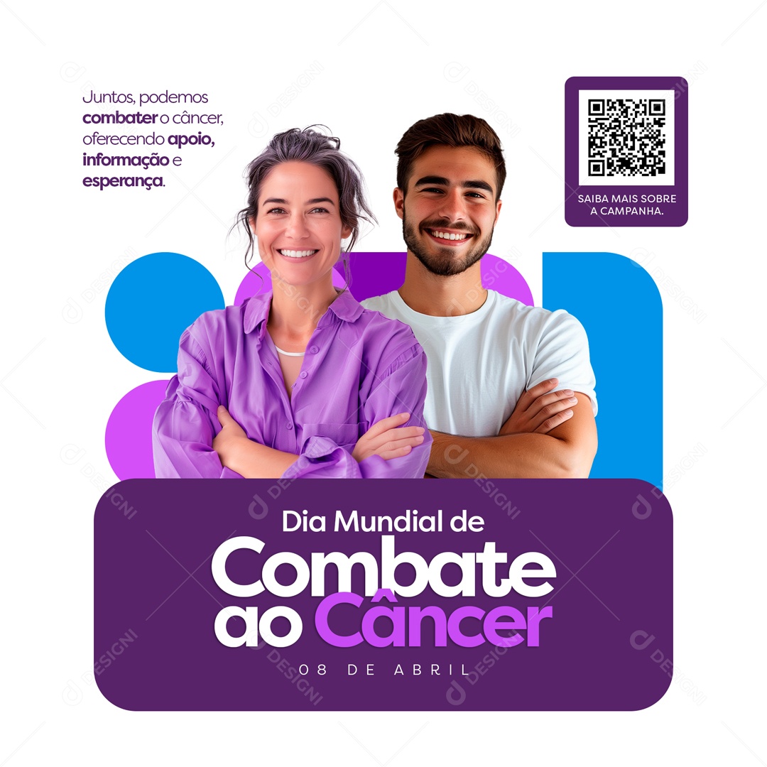 Dia Mundial de Combate ao Câncer 08 de Abril Oferecendo Apoio Informação e Esperança Social Media PSD Editável