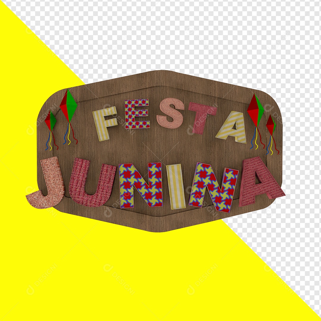 Selo 3D Festa Junina Para Composição PSD