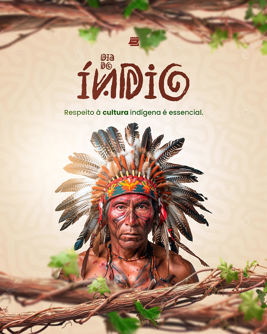 Dia do Índio Respeito a Cultura Social Media PSD Editável