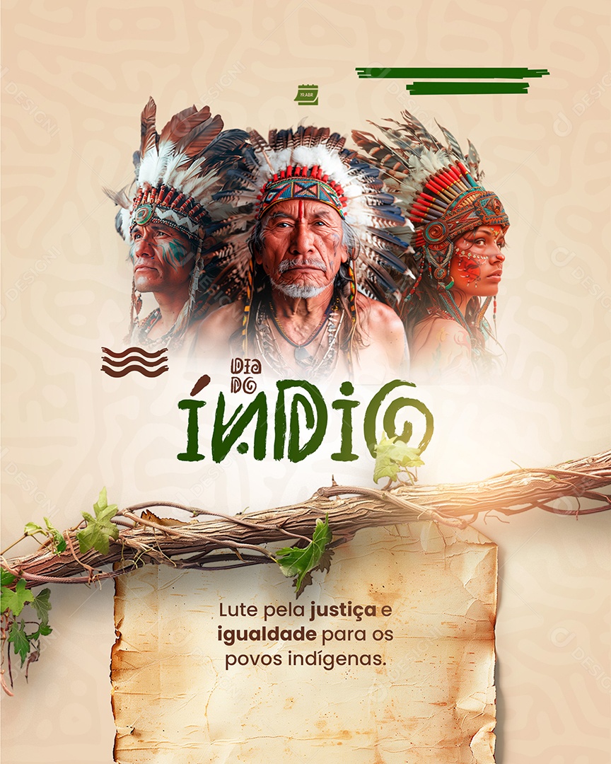 Dia do Índio Justiça e Igualdade Social Media PSD Editável