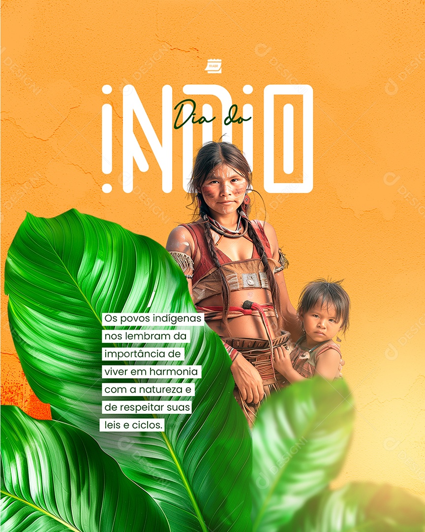 Dia do Índio Importância de Viver em Harmonia Social Media PSD Editável