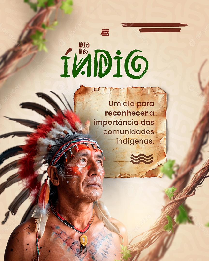 Dia do Índio Dia de Reconhecer a Importância Social Media PSD Editável