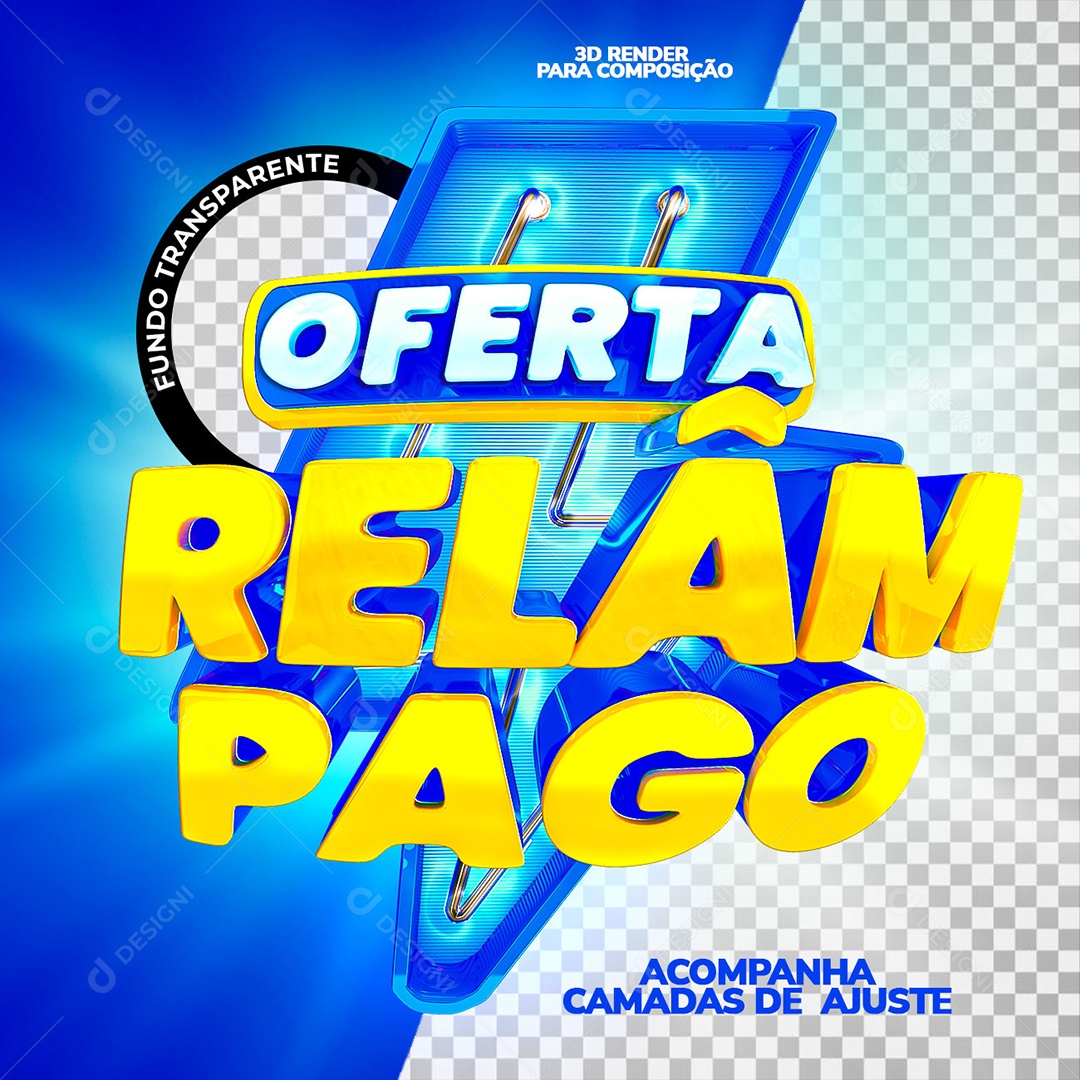 Selo 3D Oferta Relâmpago Para Composição PSD