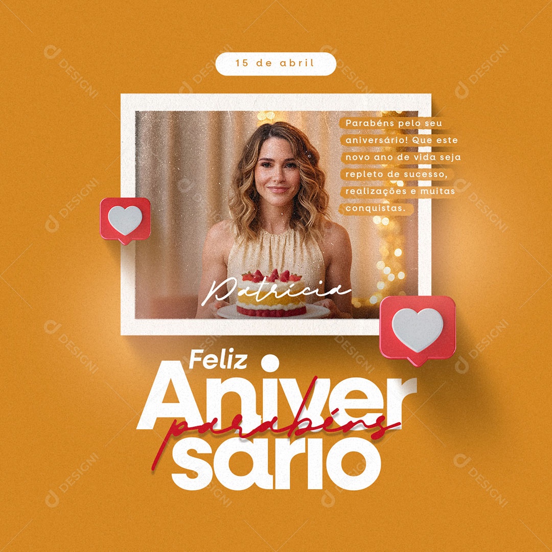 Feliz Aniversário Patricia Social Media PSD Editável