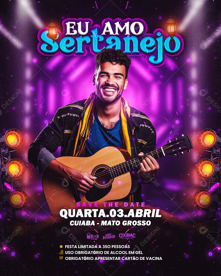 Flyer Eu Amo Sertanejo Show Social Media PSD Editável