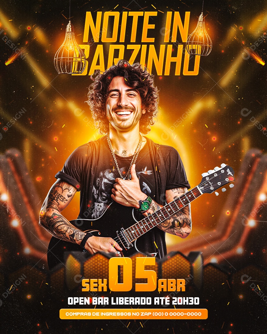 Flyer Noite in Barzinho Social Media PSD Editável