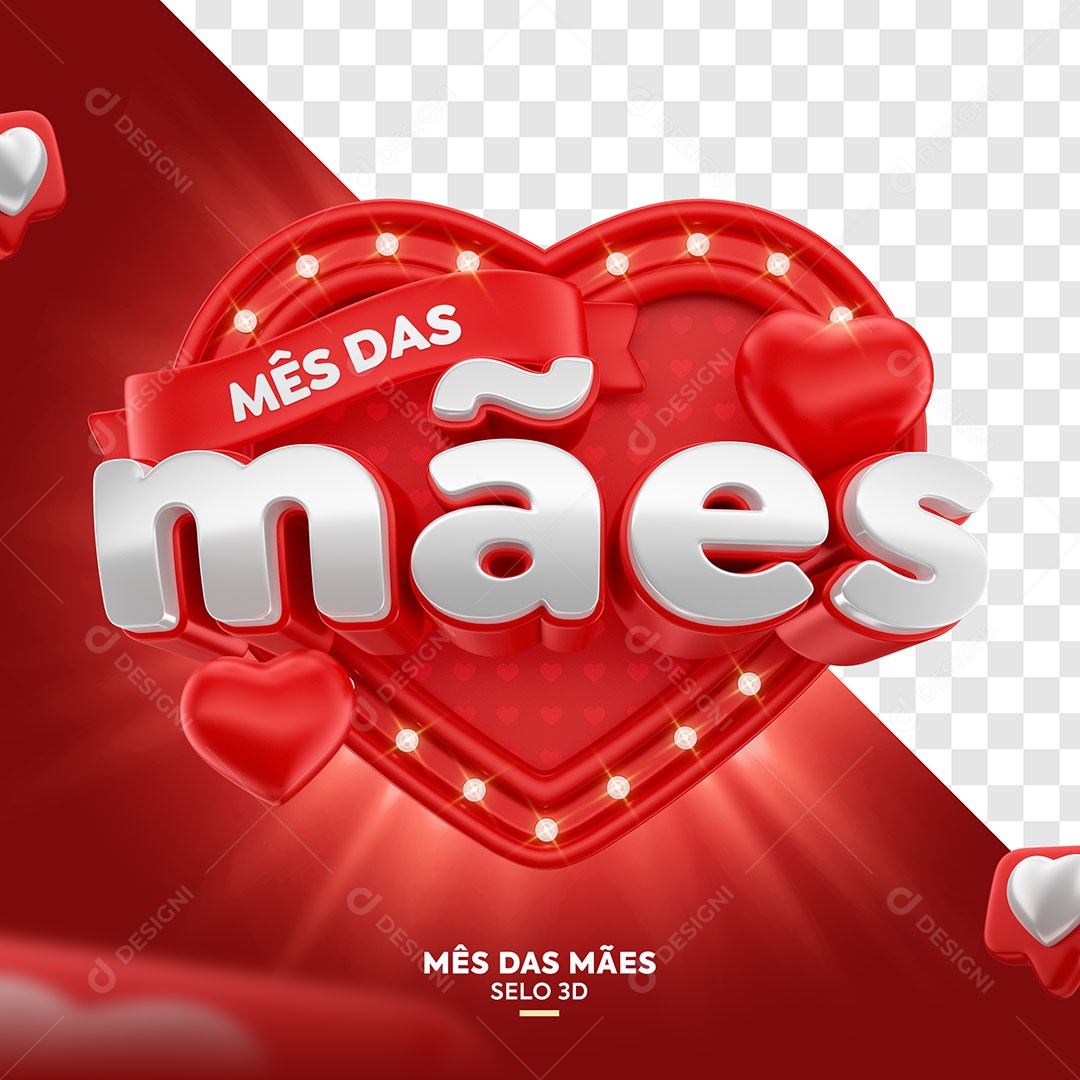 Mês das Mães Selo 3D para Composição PSD