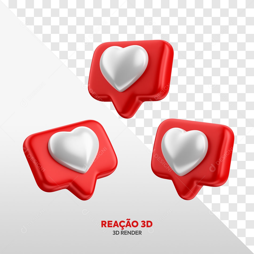 Emoji de Coração Elemento 3D para Composição PSD