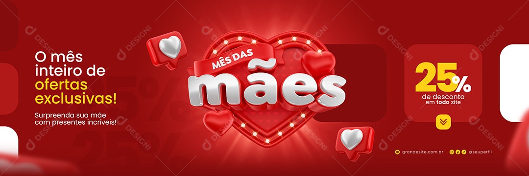 Carrossel Dia das Mães o Mês Inteiro de Ofertas Exclusivas Social Media PSD Editável