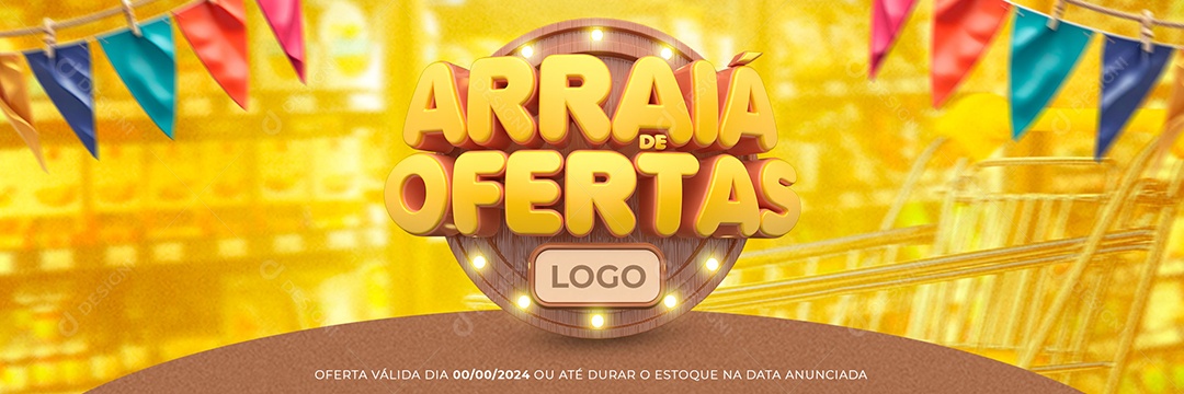 Selo 3D Arraiá de Ofertas Para Composição PSD