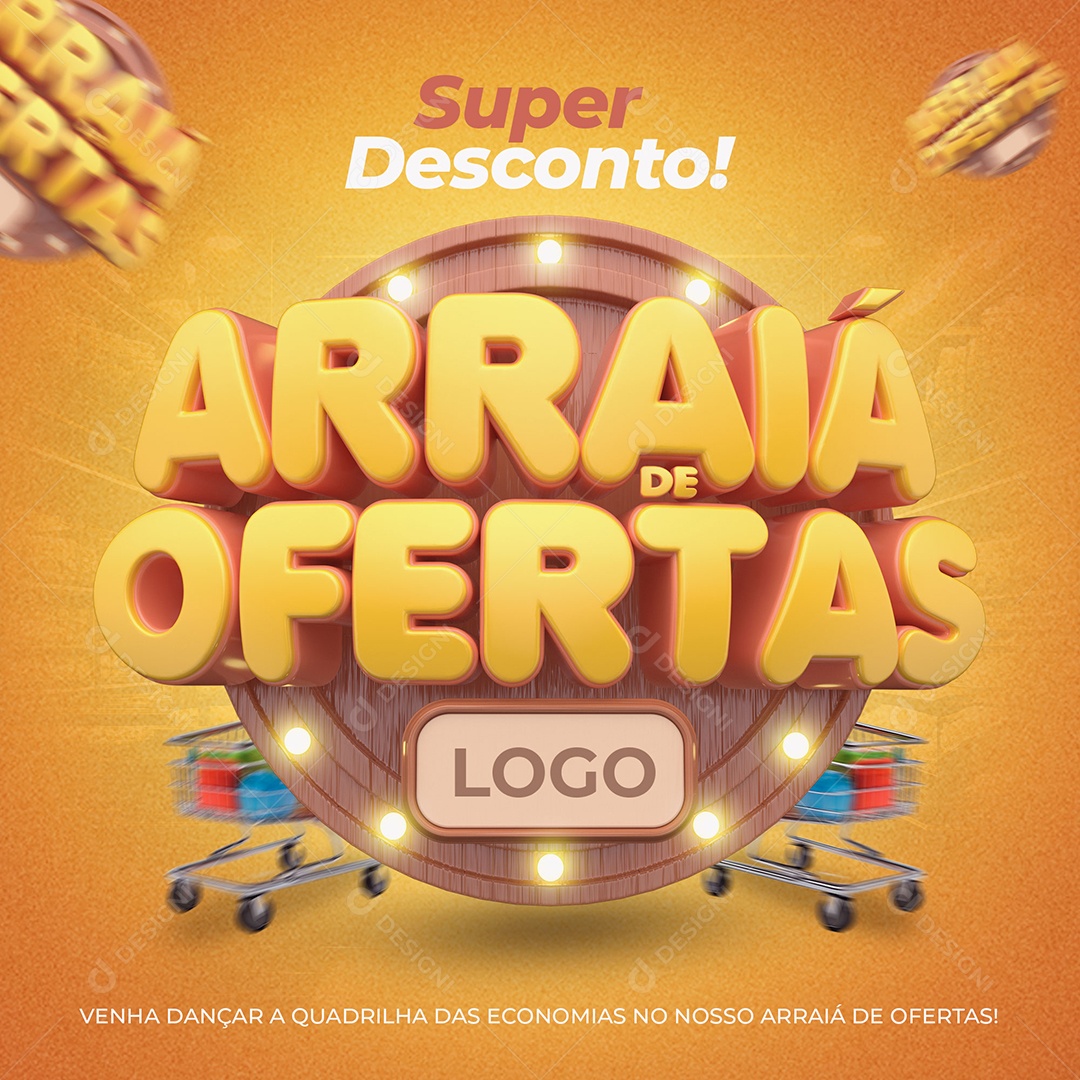 Super Ofertas de São João Super Desconto Selo 3D Para Composição PSD