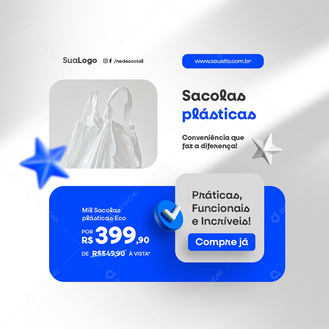 Embalagem Sacolas Plásticas Social Media PSD Editável