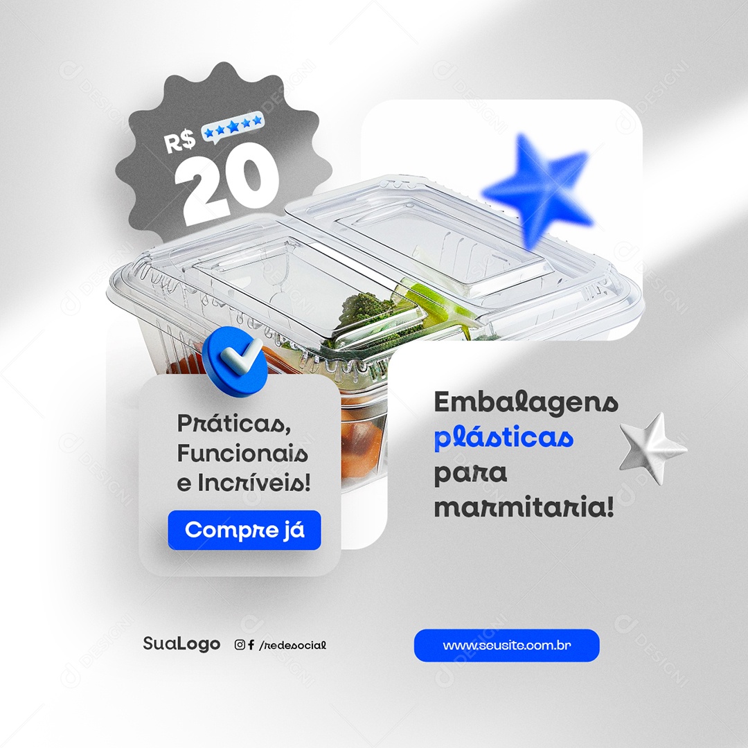 Social Media Embalagens Plásticas para Marmitaria PSD Editável
