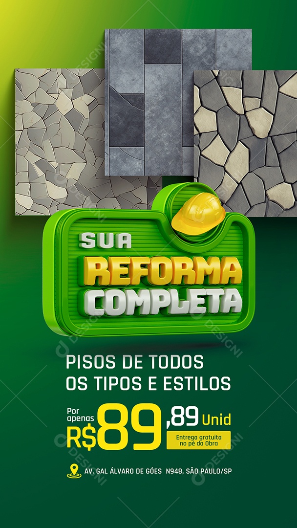 Story Sua Reforma Completa Pisos de Todos os Estilos Social Media PSD Editável