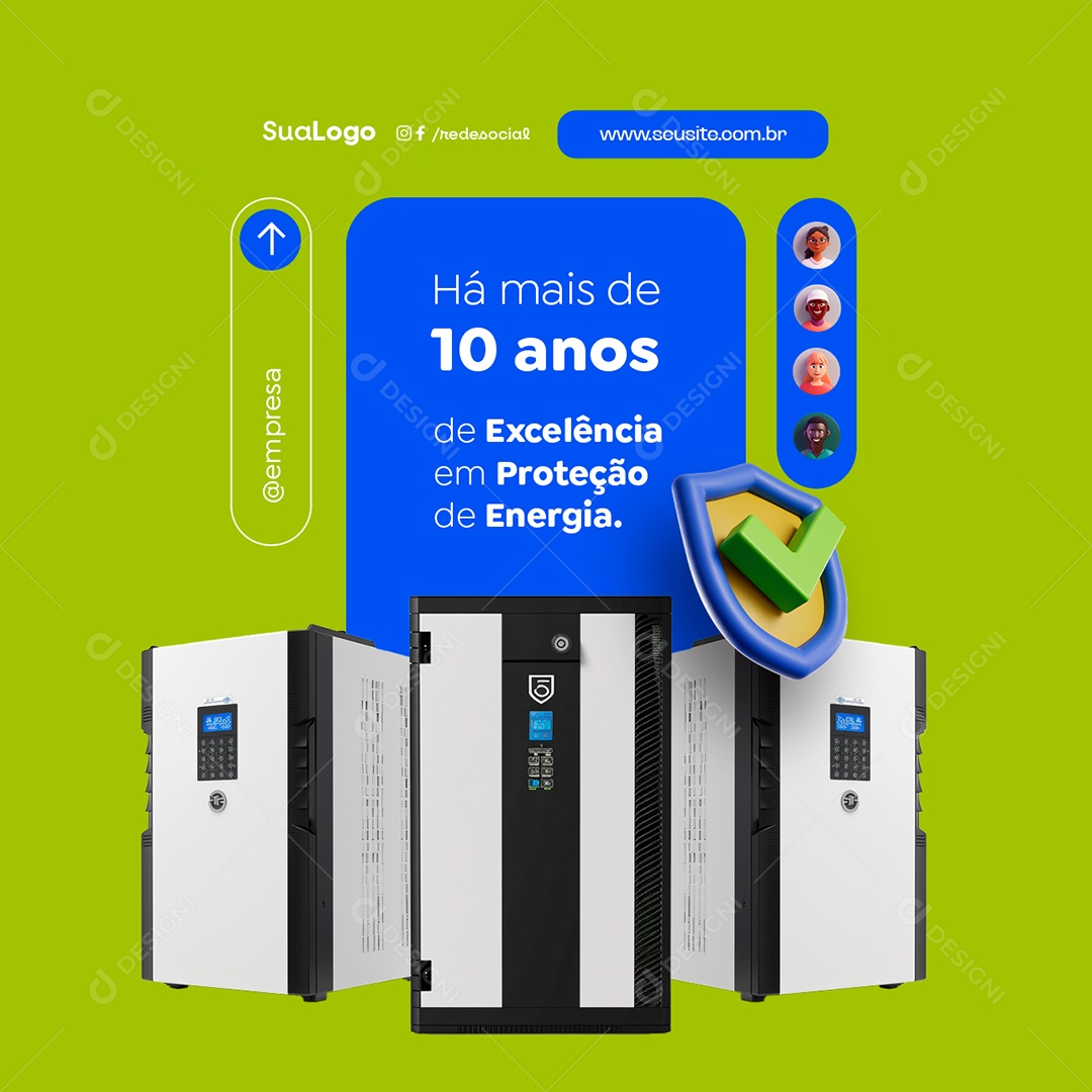 Nobreak Há Mais Dez Anos de Excelência em Proteção de Energia Social Media PSD Editável