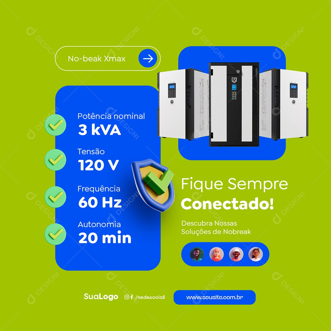 Nobreak Fique Sempre Conectado Social Media PSD Editável