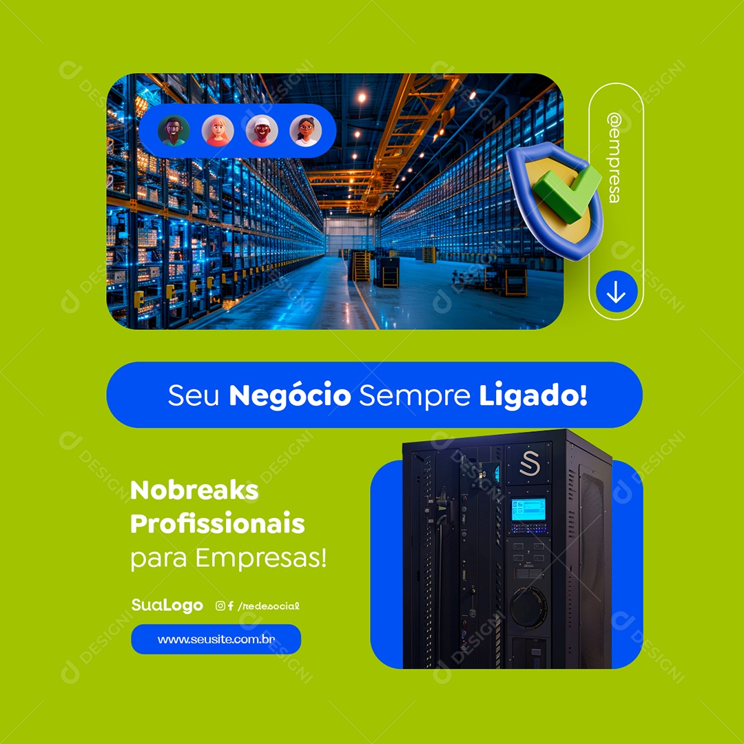 Nobreak Seu Negócio Sempre Ligado Social Media PSD Editável