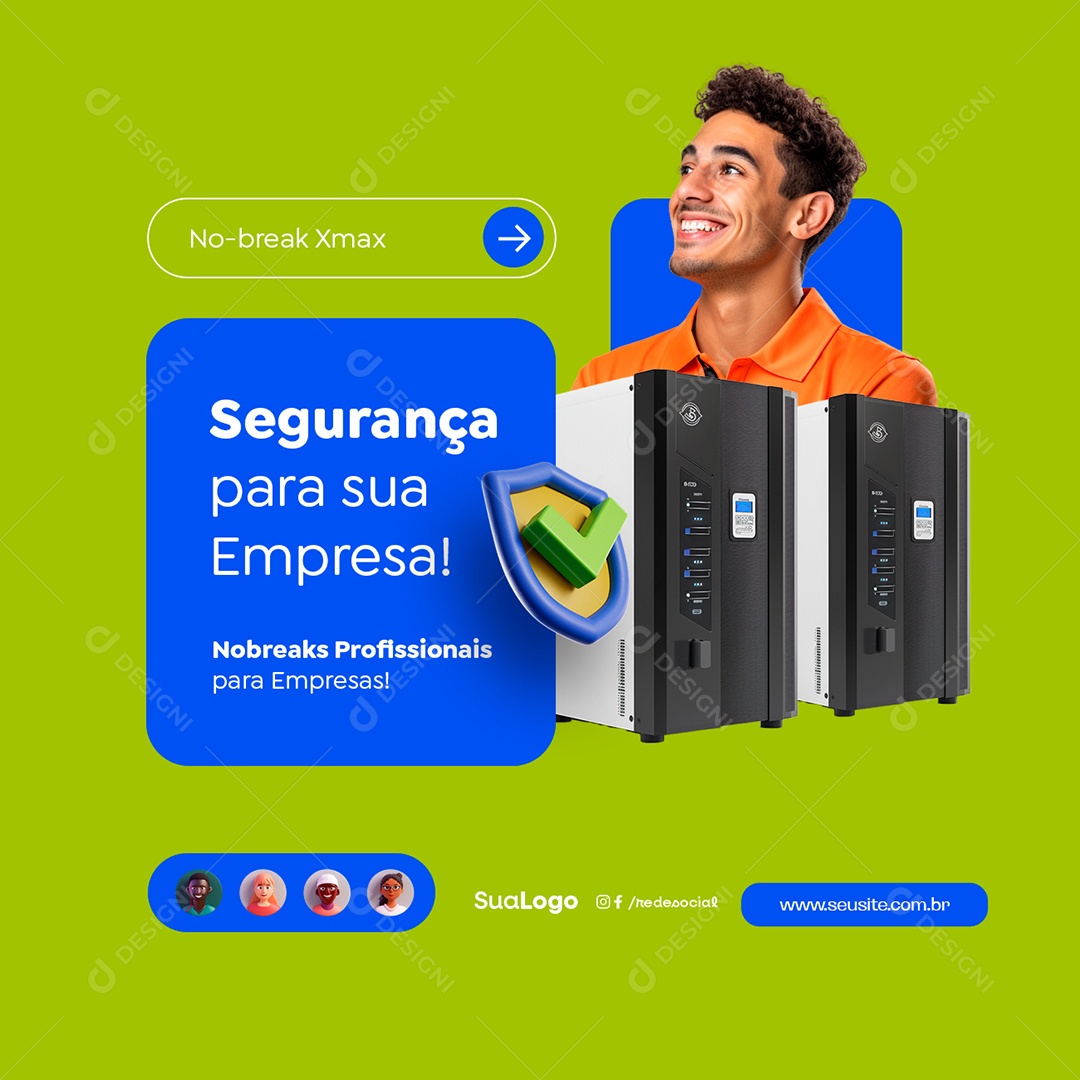 Nobreak Segurança para sua Empresa Social Media PSD Editável