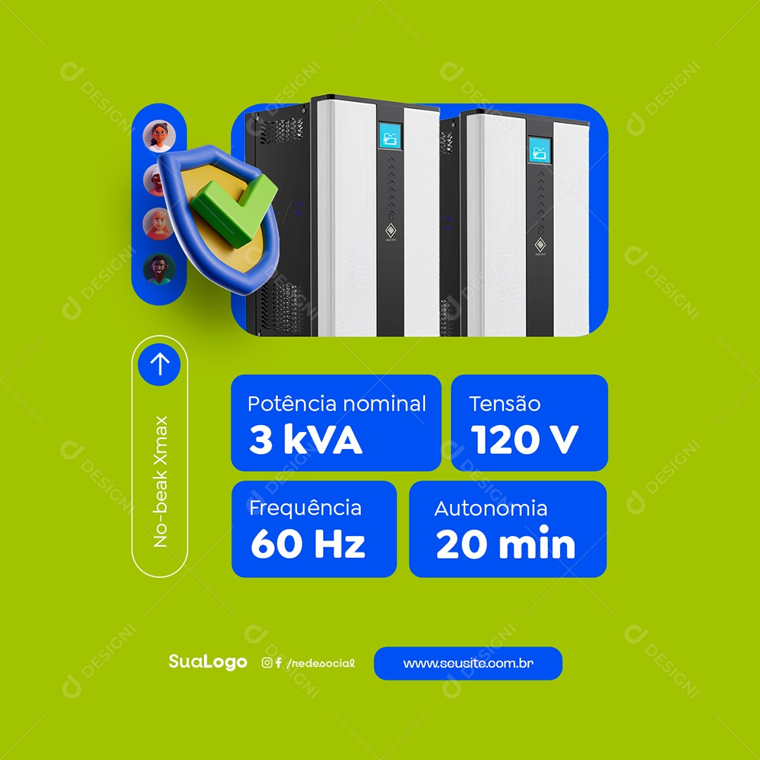Nobreak Potência Nominal Autonomia Social Media PSD Editável