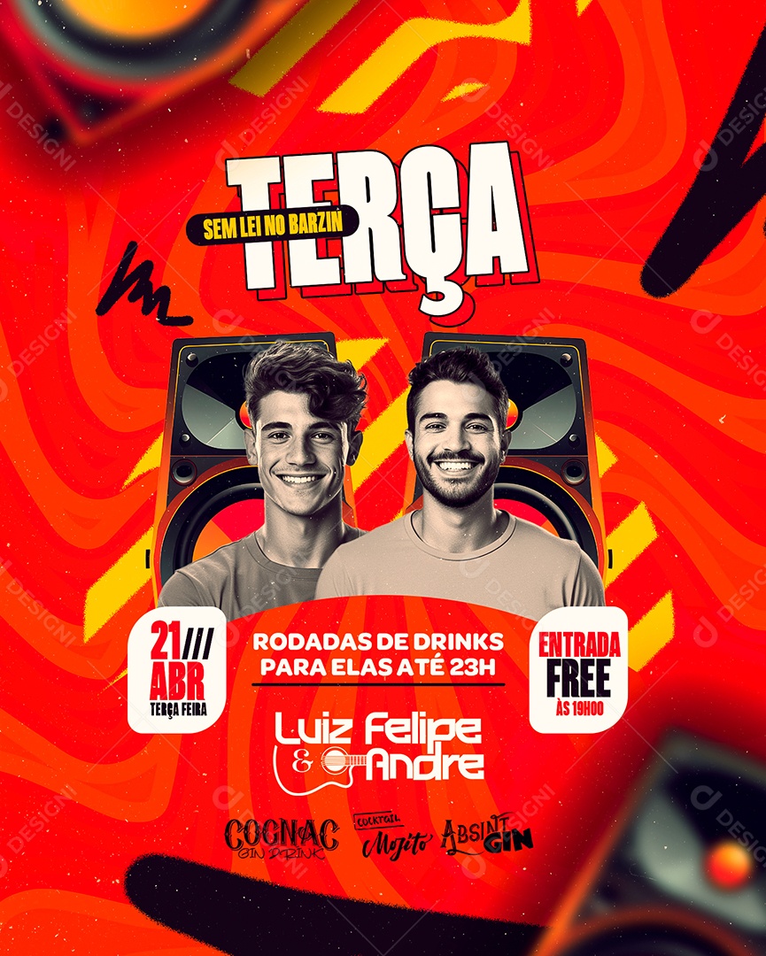 Flyer Terça Sem Lei no Barzin Luiz Felipe e Andre Social Media PSD Editável