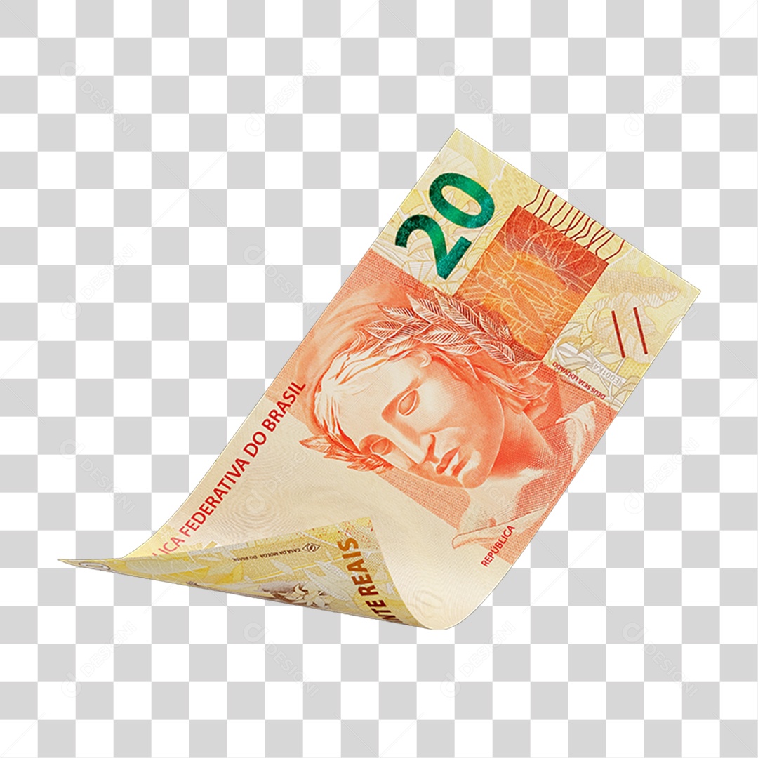 Dinheiro Nota Cédula 20 Reais Real Brasileiro PNG Transparente